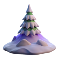 splendid rustic A snow covered pine tree on a mountain peak, twilight, minimalist style, cool color palette, 8K png