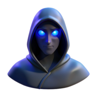 radiant dreamy nordic Portrait of a mysterious figure shrouded in shadows, with only their piercing blue eyes visible, lit by a single ray of moonlight, surrealist style high resolution png