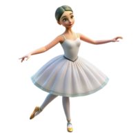 bold splendid Portrait of a graceful ballerina with a delicate posture, flowing white tulle, and a serene expression, lit by soft stage lighting, in a romantic ballet style artisan png