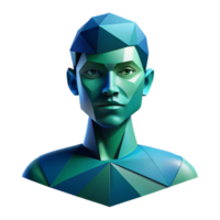 sumptuous rare An abstract portrait composed of fragmented, geometric shapes, in shades of blue and green, with soft, diffused lighting png