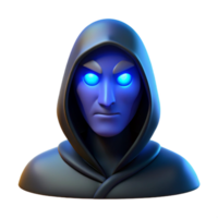 pristine retro Portrait of a mysterious figure shrouded in shadows, with only their piercing blue eyes visible, lit by a single ray of moonlight, surrealist style refined png