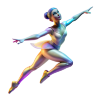 quintessential futuristic Portrait of a graceful dancer mid leap, illuminated by dynamic stage lighting, rendered in the style of an Impressionist painting genuine png