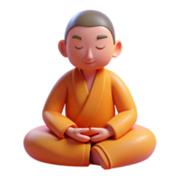 impressive iconic Portrait of a serene monk meditating, illuminated by soft, diffused light, in a minimalist style png