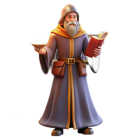 fascinating standout A powerful wizard casting a spell in a grand library, warm candlelight, detailed and magical style png
