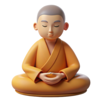 intense spectacular Portrait of a serene monk meditating, soft morning light, minimalist style sharp png