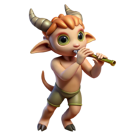 memorable bohemian A mischievous satyr playing a flute in a sun drenched forest glade, Impressionist painting style elite png