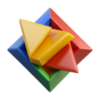 glorious inspired A dynamic composition of intersecting planes in vibrant primary colors, illuminated by sharp, contrasting light, cubist style png