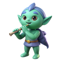 whimsical serene A mischievous sprite playing a flute in a sunlit meadow, Impressionist style original png