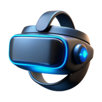 splendid playful coastal A futuristic VR headset, sleek black design with glowing blue accents, floating in zero gravity, illuminated by soft directional lighting expertly shot png