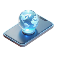 hypnotic energetic victorian A levitating transparent smartphone displaying a holographic world map, illuminated by a soft white light in a minimalist style sharp png