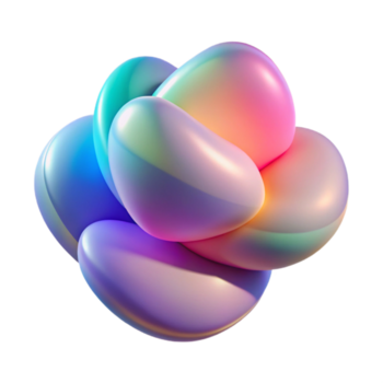 vibrante intenso medio siglo un serie de superposición, translúcido formas, con un degradado de colores, en un suave, soñador estilo, debajo un difuso, ambiente ligero galería estándar png