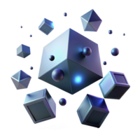 gorgeous memorable A scattering of luminous, geometric shapes, floating in a dark, void like space, lit by a single, pinpoint light, in a minimalist style png