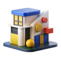 sought after traditional A Bauhaus style house, geometric shapes, primary colors, minimalist style elite png