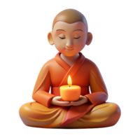 dramatic remarkable Portrait of a serene monk meditating in a lotus position, illuminated by the soft glow of candlelight png