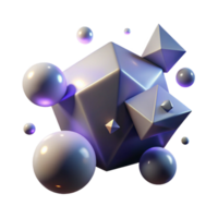 vibrant reflective classic A scattering of luminous, geometric shapes, floating in a dark, void like space, lit by a single, pinpoint light, in a minimalist style expertly shot png