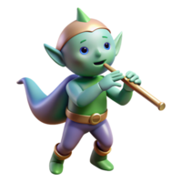 tranquil hypnotic A mischievous sprite playing a flute in a sunlit meadow, Impressionist style 4K png