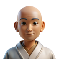 harmonious fascinating Portrait of a serene monk with a peaceful expression and shaved head, wearing simple robes, lit by soft natural light, spiritual art style high resolution png