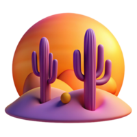 acclaimed abstract A desert landscape at sunset, warm orange and purple hues, cacti silhouettes, minimalist style crisp png