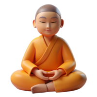 vibrant iconic Portrait of a serene monk meditating, illuminated by soft, diffused light, in a minimalist style png