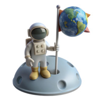 captivating organic A lone astronaut planting a flag on a desolate, gray moon, the Earth visible in the distance, lit by the bright, white light of the sun. Photorealistic, historical style refined png