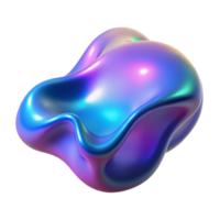 standout avant garde A fluid, morphing blob of iridescent liquid in shades of blue and pink, illuminated by a shifting, holographic light, surrealist style luxury png