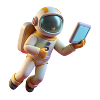 sought after avant garde A lone astronaut floating in space, holding a glowing tablet, starry backdrop, realistic space art style perfect clarity png