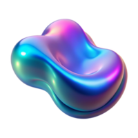 pristine standout A fluid, morphing blob of iridescent liquid in shades of blue and pink, illuminated by a shifting, holographic light, surrealist style png