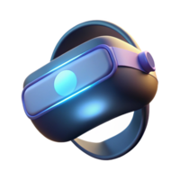 playful magnificent A virtual reality headset floating in mid air, glowing with an inner light, dark lighting, minimalist style 8K png