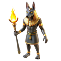 hypnotic rare Anubis, the Egyptian god of the dead, depicted with a jackal s head and human body, intricate hieroglyphs covering his skin, dimly lit by flickering torches, ancient Egyptian art style, png