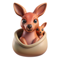 immaculate quintessential A curious kangaroo with its joey peeking out of the pouch, Australian outback setting, realistic rendering png