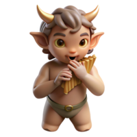 sought after coastal A mischievous satyr playing a pan flute in a sun drenched forest glade. Warm, natural lighting, classical mythology style 8K png