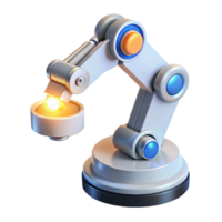 exceptional renaissance A robotic arm assembling a microchip, illuminated by a bright, white light, industrial style perfect clarity png