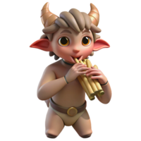 fascinating iconic A mischievous satyr playing a pan flute in a sun drenched forest glade, Impressionist style, soft focus png