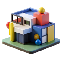 quintessential rustic A Bauhaus style house, geometric shapes, primary colors, minimalist style authentic png