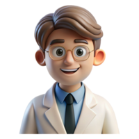 wonderful iconic Portrait of a curious scientist with lab coat, laboratory lighting, scientific illustration style png