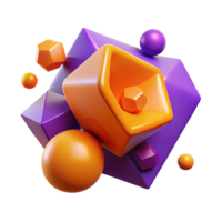 unparalleled abstract Fractured geometric shapes floating in a zero gravity environment, with a gradient from deep violet to vibrant orange. Matte finish, cinematic lighting museum quality png
