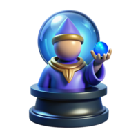 elegant dynamic abstract A wise oracle gazing into a crystal ball, mystical blue lighting, fantasy art style authentic png