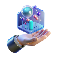 captivating unparalleled A holographic interface, displaying complex data streams, floating in front of a user s hand. Cool lighting, minimalist style png