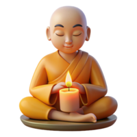 nostalgic alluring Portrait of a serene monk meditating in a lotus position, illuminated by the soft glow of candlelight premium png