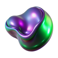 serene coveted A fluid, morphing blob of metallic liquid in shades of purple and green, illuminated by a shifting, iridescent light, surrealist style png