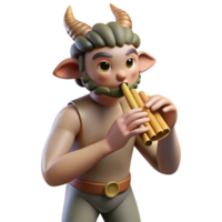 fascinating quintessential A mischievous satyr playing a pan flute in a sun drenched forest, dappled sunlight, rococo style png