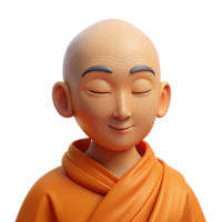 captivating standout Portrait of a serene monk in flowing orange robes, their eyes closed in meditation, lit by the soft glow of candlelight png