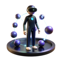 joyful alluring A lone figure in a virtual reality environment, surrounded by glowing data streams, dark, moody lighting, surreal style gallery standard png