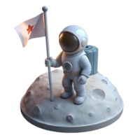 energetic spectacular A lone astronaut, planting a flag on a desolate, gray moon, illuminated by the harsh white light of a distant sun. Photorealistic style, natural lighting elite png