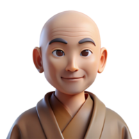 extraordinary harmonious surreal Portrait of a serene monk with a peaceful expression and shaved head, wearing simple robes, lit by soft natural light, spiritual art style impeccable png