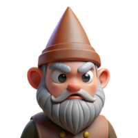elegant harmonious industrial Portrait of a grumpy gnome with a pointed hat, a bushy beard, and a frowning expression, lit by dim, earthy light, in a whimsical fantasy style detailed png