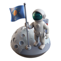 impressive nordic A lone astronaut planting a flag on a desolate, gray moon, the Earth visible in the distance, lit by the bright, white light of the sun. Photorealistic, historical style flawless png