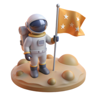 energetic elegant A lone astronaut, planting a flag on a barren, alien planet, illuminated by the harsh light of the nearby star. Daylight lighting, realistic style sharp png