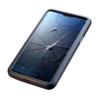 wonderful dreamy victorian A broken smartphone with a cracked screen, revealing its internal components, dark and gritty style top tier png