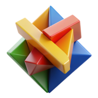 magnificent ethereal contemporary A dynamic composition of intersecting planes in vibrant primary colors, illuminated by sharp, contrasting light, cubist style exclusive png